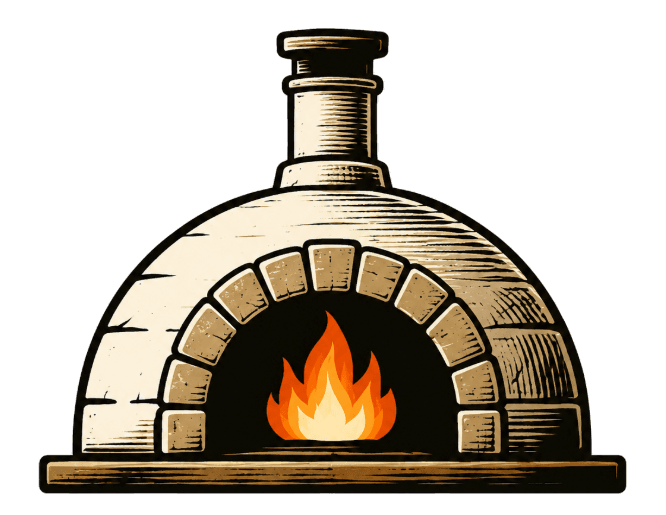 Ilustración de un horno de pizza encendido