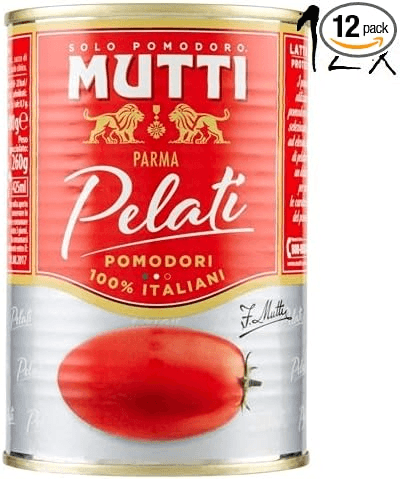 Lata roja de tomates pelados Mutti Pelati